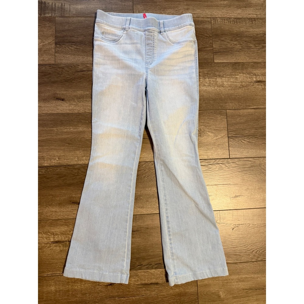 Spanx Flare Jeans Light Wash Pull On Stretch Denim 20348R HEMMED Size Medium